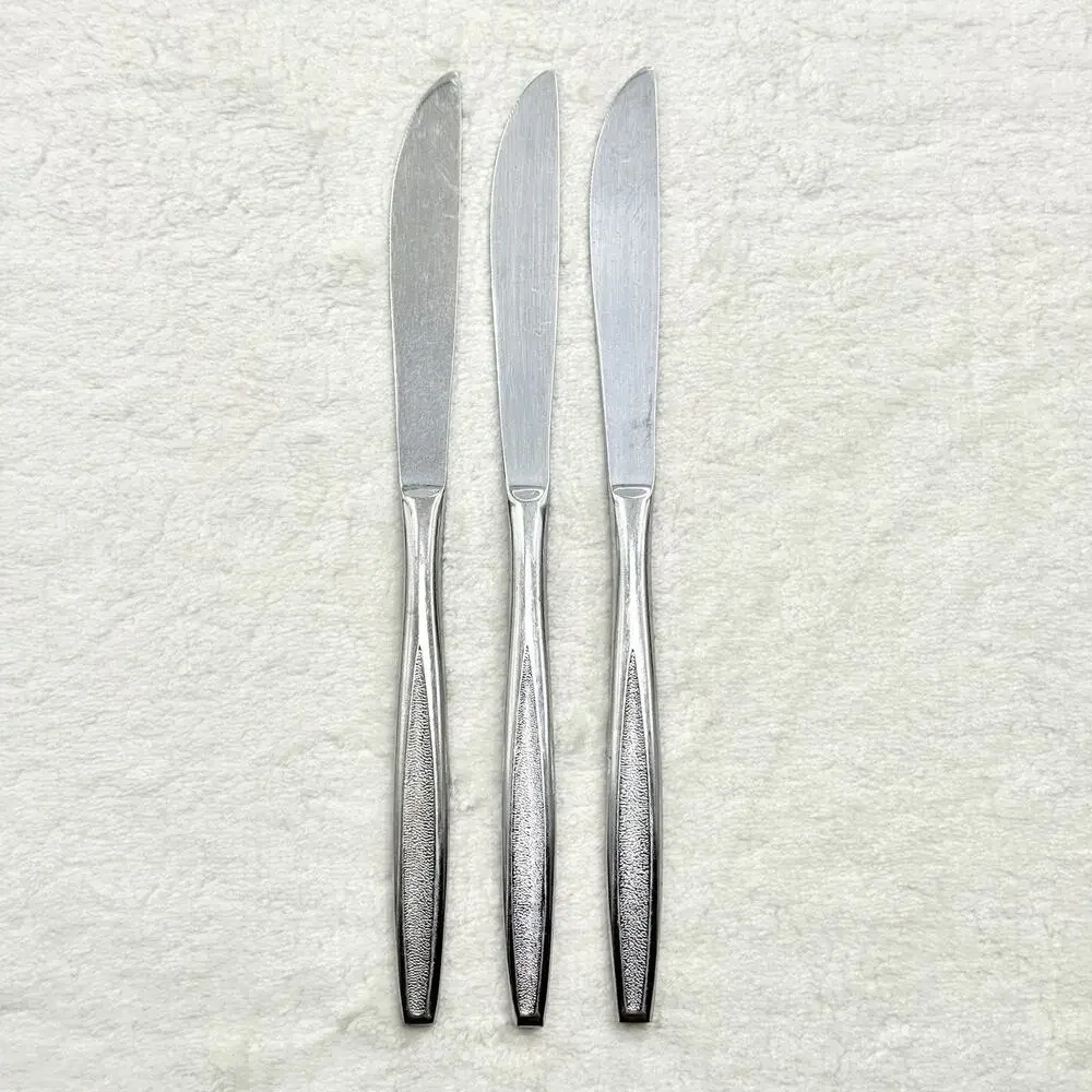 Ekco Eterna Corsair 3pc Dinner Knives MCM Japan Textured Handle 8.5 inch